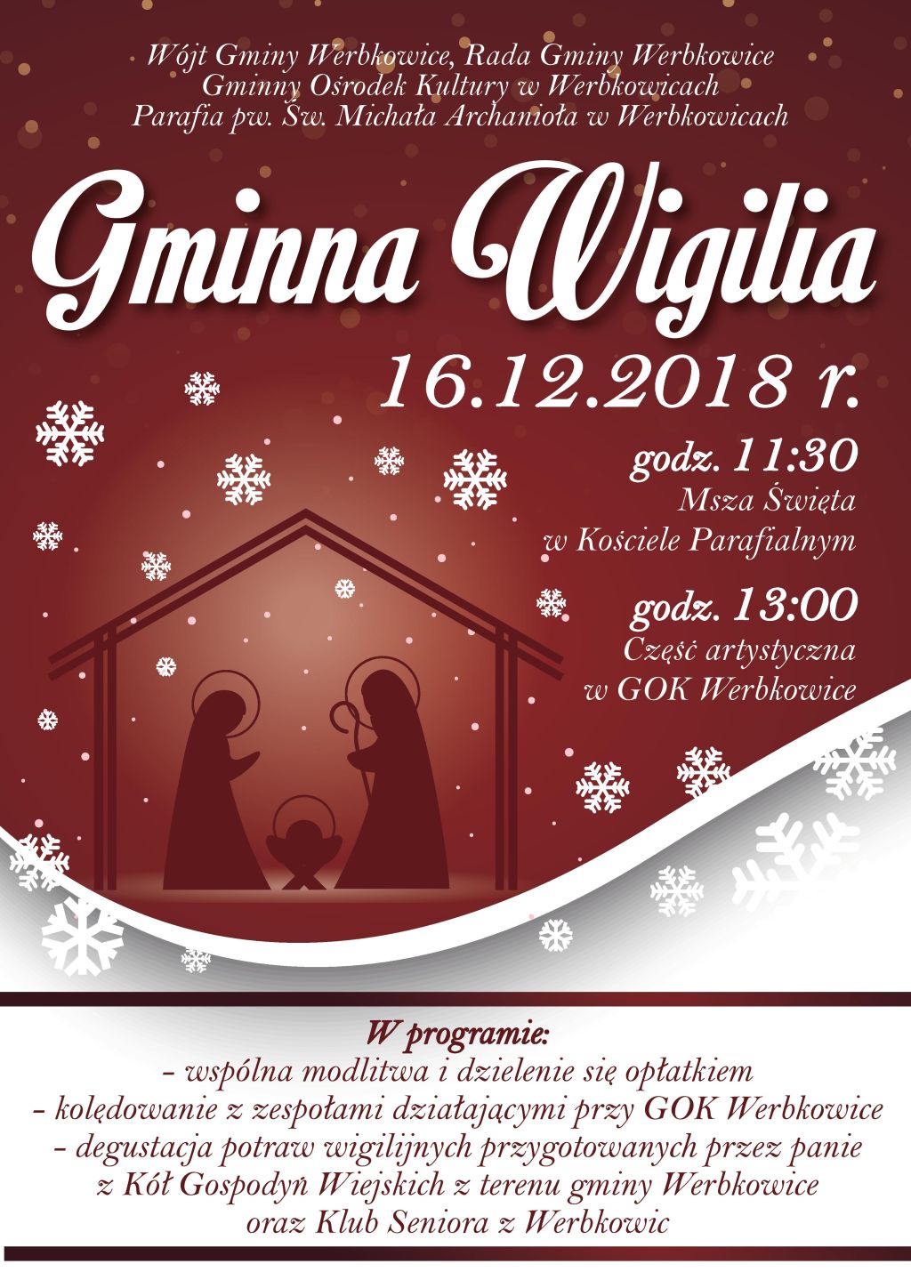 Zapraszamy na Gminną Wigilię