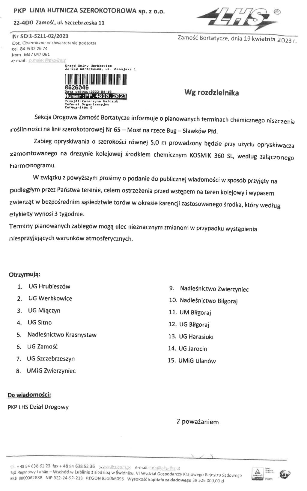 Ostrzeżenie przed wstępem na teren kolejowy i wypasem zwierząt
