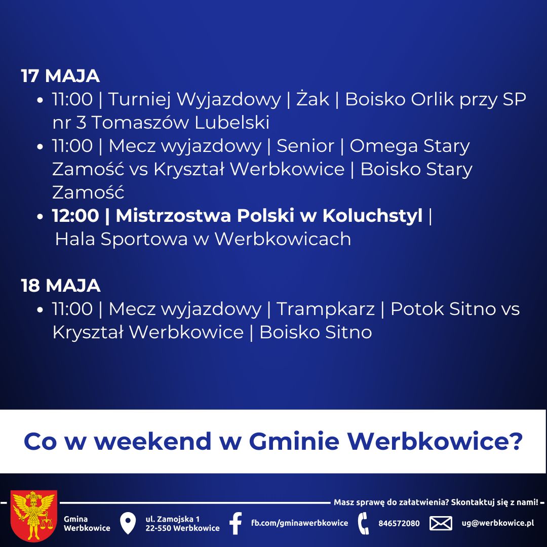 Co w weekend w Gminie Werbkowice? 17-18 maja 2025
