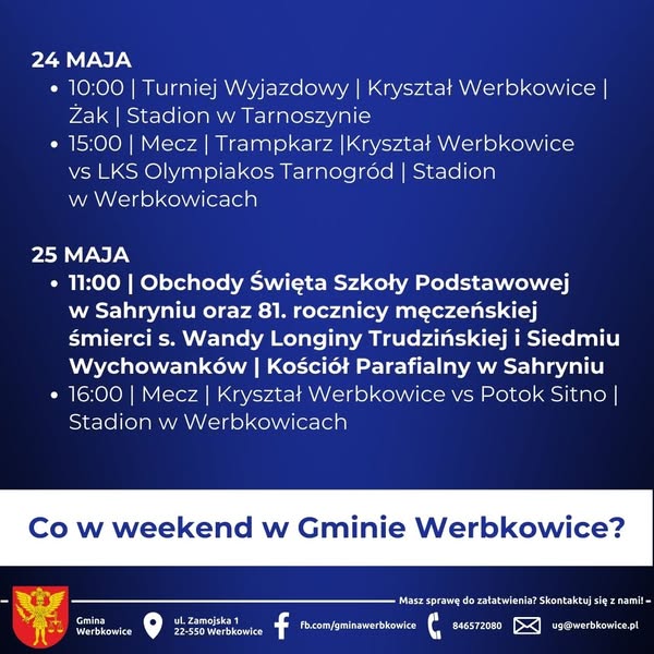 Co w weekend w Gminie Werbkowice? 24-25 maja 2025